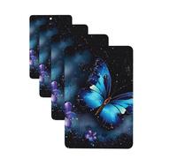 4 Pcs Car Air Fresheners Decorative Car Air Freshener Card Long Lasting Hanging Fragrance Scented Galaxy Blue Butterfly Car Aromatherapy Tablets Rearview Mirror Pendant for Men Women
