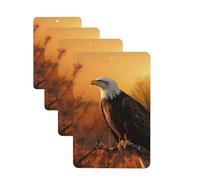 4 Pcs Car Air Fresheners Decorative Car Air Freshener Card Long Lasting Hanging Fragrance Scented Golden Sunset Bald Eagle Car Aromatherapy Tablets Rearview Mirror Pendant for Men Women