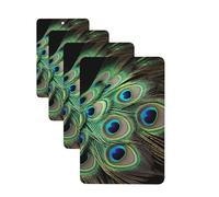 4 Pcs Car Air Fresheners Decorative Car Air Freshener Card Long Lasting Hanging Fragrance Scented Green Peacock Feather Car Aromatherapy Tablets Rearview Mirror Pendant for Men Women