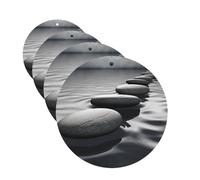 4 Pcs Car Air Fresheners Decorative Car Air Freshener Card Long Lasting Hanging Fragrance Scented Grey Zen Stones Picture Car Aromatherapy Tablets Rearview Mirror Pendant for Men Women