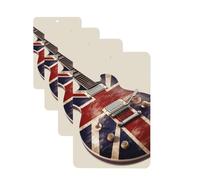 4 Pcs Car Air Fresheners Decorative Car Air Freshener Card Long Lasting Hanging Fragrance Scented Guitar British Flag Car Aromatherapy Tablets Rearview Mirror Pendant for Men Women