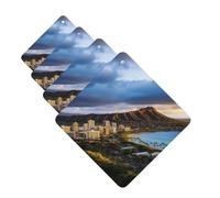 4 Pcs Car Air Fresheners Decorative Car Air Freshener Card Long Lasting Hanging Fragrance Scented Hawaii Skyline Diamond Head Volcano Car Aromatherapy Tablets Rearview Mirror Pendant for Men Women