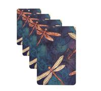 4 Pcs Car Air Fresheners Decorative Car Air Freshener Card Long Lasting Hanging Fragrance Scented Hand Painted Dragonfly Car Aromatherapy Tablets Rearview Mirror Pendant for Men Women