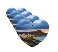 4 Pcs Car Air Fresheners Decorative Car Air Freshener Card Long Lasting Hanging Fragrance Scented Hawaii Skyline Diamond Head Volcano Car Aromatherapy Tablets Rearview Mirror Pendant for Men Women