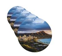4 Pcs Car Air Fresheners Decorative Car Air Freshener Card Long Lasting Hanging Fragrance Scented Hawaii Skyline Diamond Head Volcano Car Aromatherapy Tablets Rearview Mirror Pendant for Men Women
