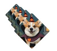 4 Pcs Car Air Fresheners Decorative Car Air Freshener Card Long Lasting Hanging Fragrance Scented Halloween Corgi Dog Witch Car Aromatherapy Tablets Rearview Mirror Pendant for Men Women