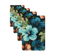 4 Pcs Car Air Fresheners Decorative Car Air Freshener Card Long Lasting Hanging Fragrance Scented Hibiscus Flowers Pattern Car Aromatherapy Tablets Rearview Mirror Pendant for Men Women
