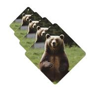 4 Pcs Car Air Fresheners Decorative Car Air Freshener Card Long Lasting Hanging Fragrance Scented Hi Bear Sit on the Lawn Car Aromatherapy Tablets Rearview Mirror Pendant for Men Women