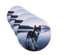 4 Pcs Car Air Fresheners Decorative Car Air Freshener Card Long Lasting Hanging Fragrance Scented Husky Dog on a Frozen Lake Car Aromatherapy Tablets Rearview Mirror Pendant for Men Women