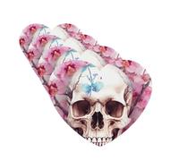 4 Pcs Car Air Fresheners Decorative Car Air Freshener Card Long Lasting Hanging Fragrance Scented Human Skull Flowers Car Aromatherapy Tablets Rearview Mirror Pendant for Men Women