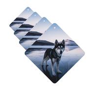 4 Pcs Car Air Fresheners Decorative Car Air Freshener Card Long Lasting Hanging Fragrance Scented Husky Dog on a Frozen Lake Car Aromatherapy Tablets Rearview Mirror Pendant for Men Women