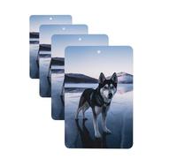 4 Pcs Car Air Fresheners Decorative Car Air Freshener Card Long Lasting Hanging Fragrance Scented Husky Dog on a Frozen Lake Car Aromatherapy Tablets Rearview Mirror Pendant for Men Women