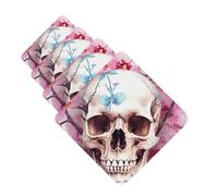 4 Pcs Car Air Fresheners Decorative Car Air Freshener Card Long Lasting Hanging Fragrance Scented Human Skull Flowers Car Aromatherapy Tablets Rearview Mirror Pendant for Men Women
