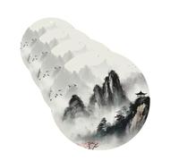 4 Pcs Car Air Fresheners Decorative Car Air Freshener Card Long Lasting Hanging Fragrance Scented Ink Painting Style Mountain Car Aromatherapy Tablets Rearview Mirror Pendant for Men Women