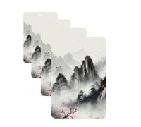 4 Pcs Car Air Fresheners Decorative Car Air Freshener Card Long Lasting Hanging Fragrance Scented Ink Painting Style Mountain Car Aromatherapy Tablets Rearview Mirror Pendant for Men Women