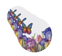 4 Pcs Car Air Fresheners Decorative Car Air Freshener Card Long Lasting Hanging Fragrance Scented Iris Flower Butterfly Car Aromatherapy Tablets Rearview Mirror Pendant for Men Women