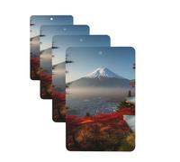 4 Pcs Car Air Fresheners Decorative Car Air Freshener Card Long Lasting Hanging Fragrance Scented Japan Mount Fuji Landscape Car Aromatherapy Tablets Rearview Mirror Pendant for Men Women