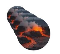 4 Pcs Car Air Fresheners Decorative Car Air Freshener Card Long Lasting Hanging Fragrance Scented Kilauea Volcano Car Aromatherapy Tablets Rearview Mirror Pendant for Men Women
