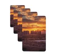 4 Pcs Car Air Fresheners Decorative Car Air Freshener Card Long Lasting Hanging Fragrance Scented Las Vegas Sunset Car Aromatherapy Tablets Rearview Mirror Pendant for Men Women