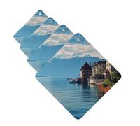4 Pcs Car Air Fresheners Decorative Car Air Freshener Card Long Lasting Hanging Fragrance Scented Lake Geneva Switzerland Car Aromatherapy Tablets Rearview Mirror Pendant for Men Women