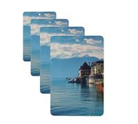 4 Pcs Car Air Fresheners Decorative Car Air Freshener Card Long Lasting Hanging Fragrance Scented Lake Geneva Switzerland Car Aromatherapy Tablets Rearview Mirror Pendant for Men Women