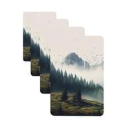 4 Pcs Car Air Fresheners Decorative Car Air Freshener Card Long Lasting Hanging Fragrance Scented Landscape Mountain Car Aromatherapy Tablets Rearview Mirror Pendant for Men Women
