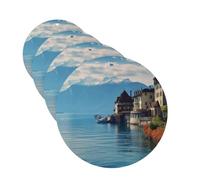 4 Pcs Car Air Fresheners Decorative Car Air Freshener Card Long Lasting Hanging Fragrance Scented Lake Geneva Switzerland Car Aromatherapy Tablets Rearview Mirror Pendant for Men Women