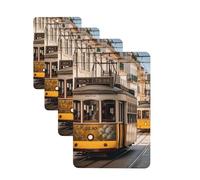 4 Pcs Car Air Fresheners Decorative Car Air Freshener Card Long Lasting Hanging Fragrance Scented Lisbon tram Car Aromatherapy Tablets Rearview Mirror Pendant for Men Women