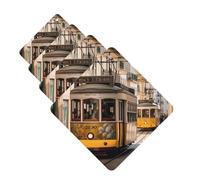 4 Pcs Car Air Fresheners Decorative Car Air Freshener Card Long Lasting Hanging Fragrance Scented Lisbon tram Car Aromatherapy Tablets Rearview Mirror Pendant for Men Women
