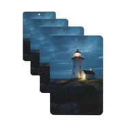 4 Pcs Car Air Fresheners Decorative Car Air Freshener Card Long Lasting Hanging Fragrance Scented Lighthouse at Night Car Aromatherapy Tablets Rearview Mirror Pendant for Men Women