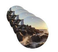 4 Pcs Car Air Fresheners Decorative Car Air Freshener Card Long Lasting Hanging Fragrance Scented Lighthouse Rocks Seaside Car Aromatherapy Tablets Rearview Mirror Pendant for Men Women