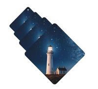 4 Pcs Car Air Fresheners Decorative Car Air Freshener Card Long Lasting Hanging Fragrance Scented Lighthouse Under Starry Night Sky Car Aromatherapy Tablets Rearview Mirror Pendant for Men Women