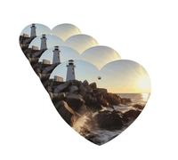 4 Pcs Car Air Fresheners Decorative Car Air Freshener Card Long Lasting Hanging Fragrance Scented Lighthouse Rocks Seaside Car Aromatherapy Tablets Rearview Mirror Pendant for Men Women