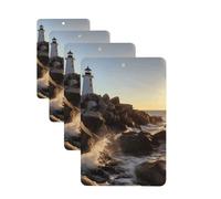 4 Pcs Car Air Fresheners Decorative Car Air Freshener Card Long Lasting Hanging Fragrance Scented Lighthouse Rocks Seaside Car Aromatherapy Tablets Rearview Mirror Pendant for Men Women