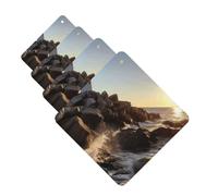 4 Pcs Car Air Fresheners Decorative Car Air Freshener Card Long Lasting Hanging Fragrance Scented Lighthouse Rocks Seaside Car Aromatherapy Tablets Rearview Mirror Pendant for Men Women