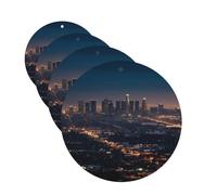 4 Pcs Car Air Fresheners Decorative Car Air Freshener Card Long Lasting Hanging Fragrance Scented Los Angeles Skyline Car Aromatherapy Tablets Rearview Mirror Pendant for Men Women
