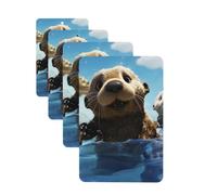 4 Pcs Car Air Fresheners Decorative Car Air Freshener Card Long Lasting Hanging Fragrance Scented Lovely Sea Otter Car Aromatherapy Tablets Rearview Mirror Pendant for Men Women