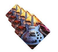4 Pcs Car Air Fresheners Decorative Car Air Freshener Card Long Lasting Hanging Fragrance Scented Magic Electric Guitar Music Car Aromatherapy Tablets Rearview Mirror Pendant for Men Women
