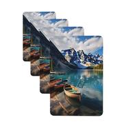 4 Pcs Car Air Fresheners Decorative Car Air Freshener Card Long Lasting Hanging Fragrance Scented Moraine Lake Canoes Car Aromatherapy Tablets Rearview Mirror Pendant for Men Women