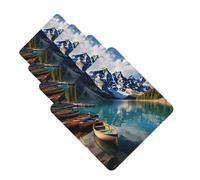 4 Pcs Car Air Fresheners Decorative Car Air Freshener Card Long Lasting Hanging Fragrance Scented Moraine Lake Canoes Car Aromatherapy Tablets Rearview Mirror Pendant for Men Women