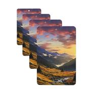 4 Pcs Car Air Fresheners Decorative Car Air Freshener Card Long Lasting Hanging Fragrance Scented Mountain Sunset Landscape Car Aromatherapy Tablets Rearview Mirror Pendant for Men Women