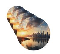 4 Pcs Car Air Fresheners Decorative Car Air Freshener Card Long Lasting Hanging Fragrance Scented New York in the Sunset Car Aromatherapy Tablets Rearview Mirror Pendant for Men Women