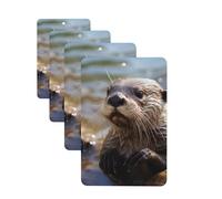 4 Pcs Car Air Fresheners Decorative Car Air Freshener Card Long Lasting Hanging Fragrance Scented Otter Playing in The Water Car Aromatherapy Tablets Rearview Mirror Pendant for Men Women
