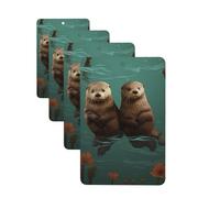 4 Pcs Car Air Fresheners Decorative Car Air Freshener Card Long Lasting Hanging Fragrance Scented Otters in Love Car Aromatherapy Tablets Rearview Mirror Pendant for Men Women