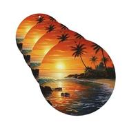 4 Pcs Car Air Fresheners Decorative Car Air Freshener Card Long Lasting Hanging Fragrance Scented Palm Tree Sun Landscape Car Aromatherapy Tablets Rearview Mirror Pendant for Men Women