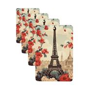 4 Pcs Car Air Fresheners Decorative Car Air Freshener Card Long Lasting Hanging Fragrance Scented Paris Vintage Floral Car Aromatherapy Tablets Rearview Mirror Pendant for Men Women