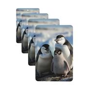 4 Pcs Car Air Fresheners Decorative Car Air Freshener Card Long Lasting Hanging Fragrance Scented Penguin Parents and Chicks Car Aromatherapy Tablets Rearview Mirror Pendant for Men Women