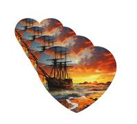 4 Pcs Car Air Fresheners Decorative Car Air Freshener Card Long Lasting Hanging Fragrance Scented Pirate ship in the sunset Car Aromatherapy Tablets Rearview Mirror Pendant for Men Women