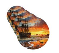 4 Pcs Car Air Fresheners Decorative Car Air Freshener Card Long Lasting Hanging Fragrance Scented Pirate ship in the sunset Car Aromatherapy Tablets Rearview Mirror Pendant for Men Women