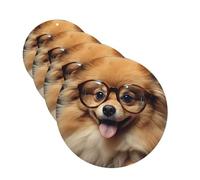 4 Pcs Car Air Fresheners Decorative Car Air Freshener Card Long Lasting Hanging Fragrance Scented Pomeranian dog wearing Glasses Car Aromatherapy Tablets Rearview Mirror Pendant for Men Women
